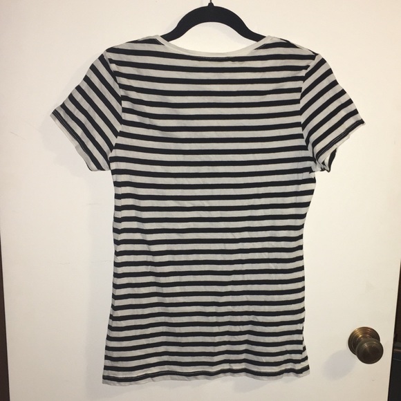 Women’s L.O.G.G. Black and White striped T-shirt - Picture 3 of 3